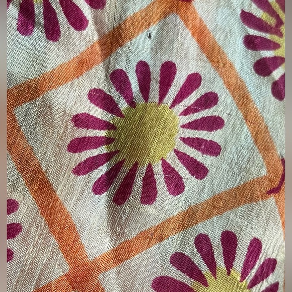 Summer Silk Scarf, Bright Floral Print, Hand Rolled Edges, Batik Square Scarf - Picture 10 of 11